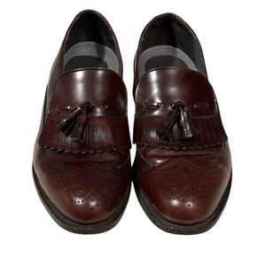 DEXTER Men Dress Shoes Burgundy Leather Wingtip Tassel Loafers Sz 10.5 Narrow​​